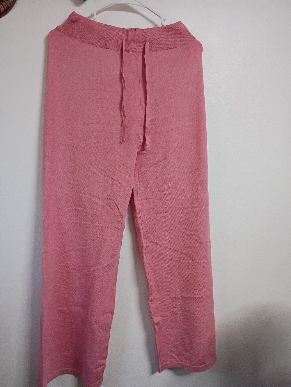 Cozy Pink Knit Drawstring Lounge Pants